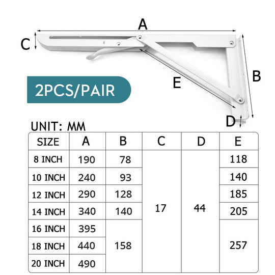 Folding Shelf Brackets | Space-Saving Wall Mount Set