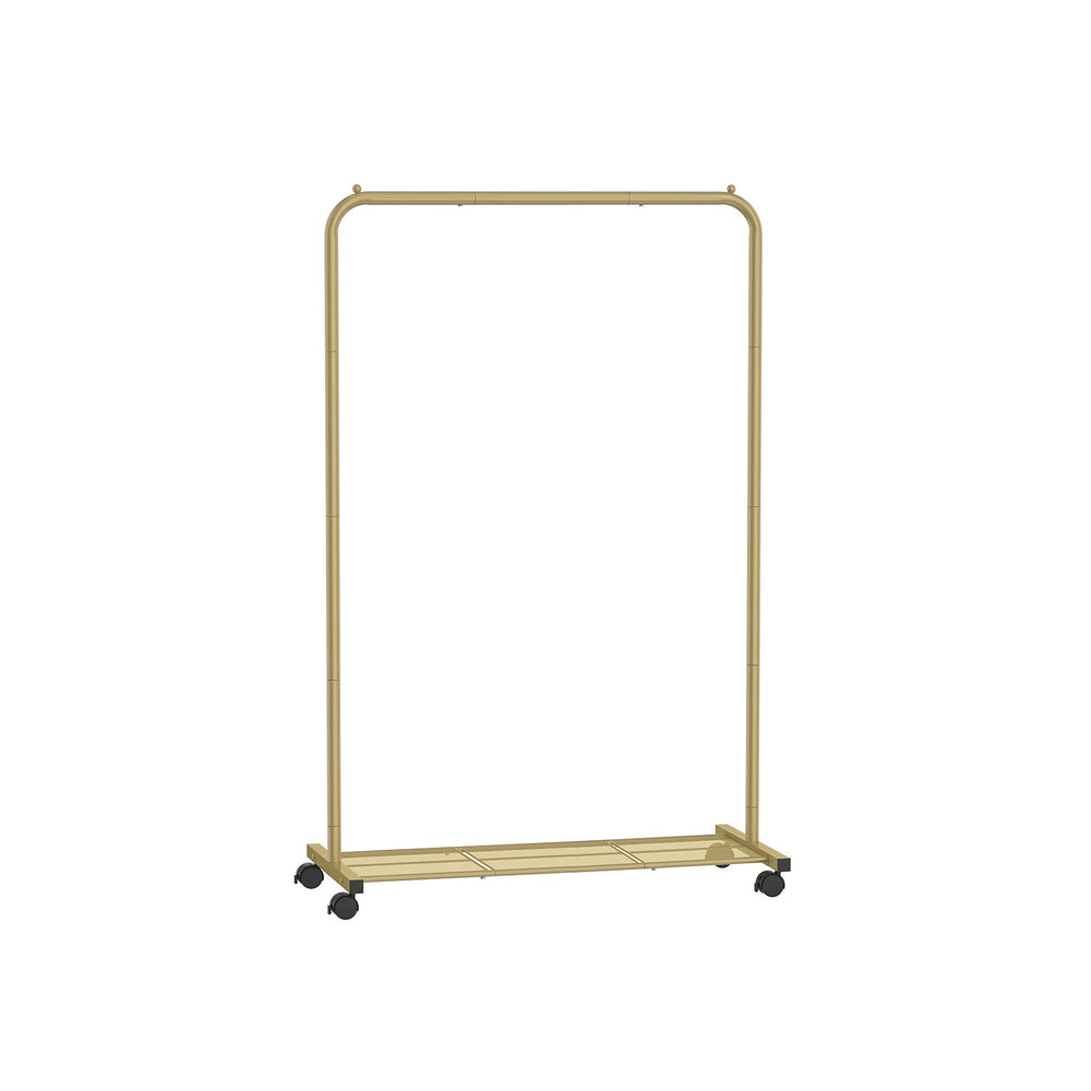 Rolling Garment Rack | Hanging Rail With Mesh Bottom Shelf