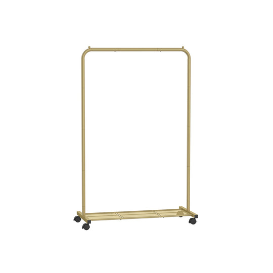 Rolling Garment Rack | Hanging Rail With Mesh Bottom Shelf