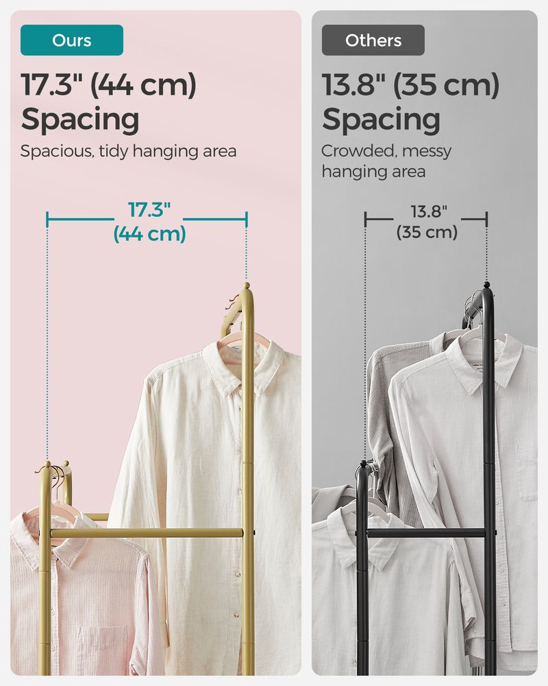 Rolling Garment Rack | Hanging Rail With Mesh Bottom Shelf