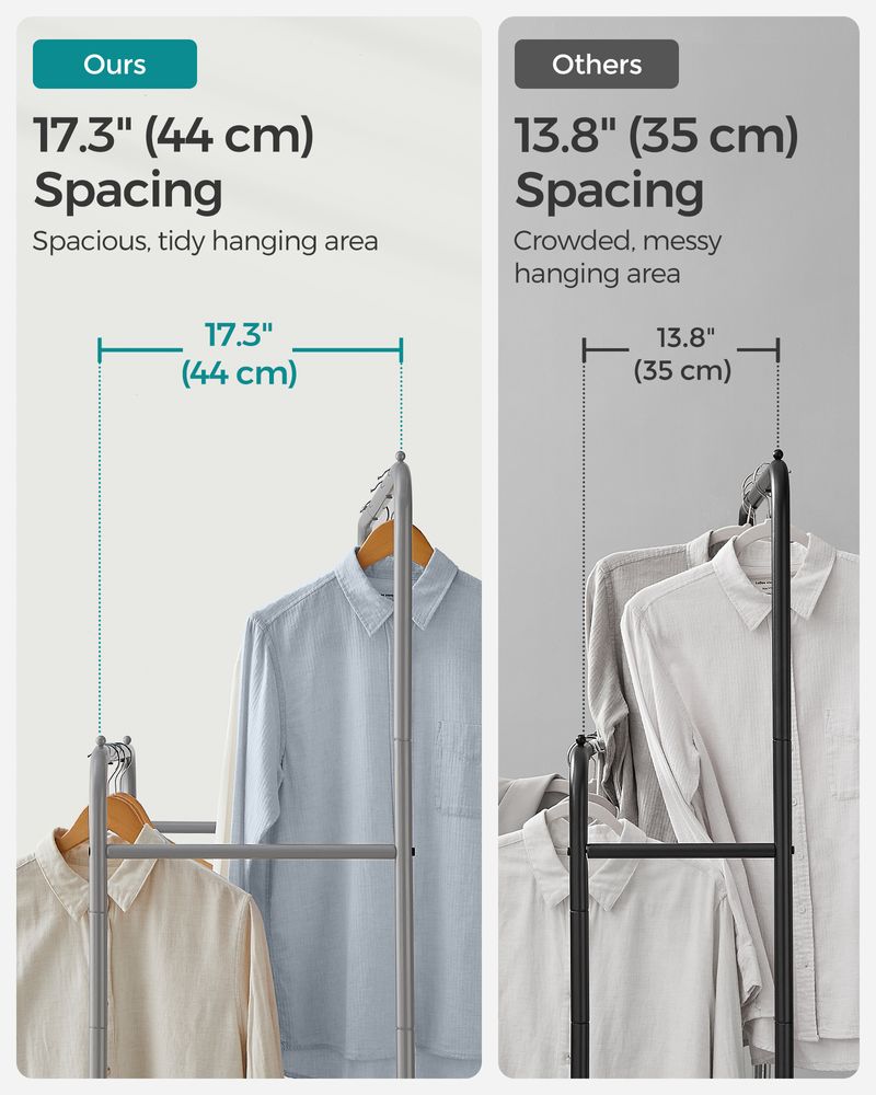 Rolling Garment Rack | Hanging Rail With Mesh Bottom Shelf