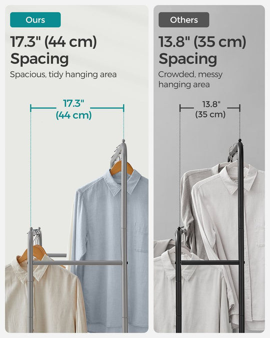 Rolling Garment Rack | Hanging Rail With Mesh Bottom Shelf