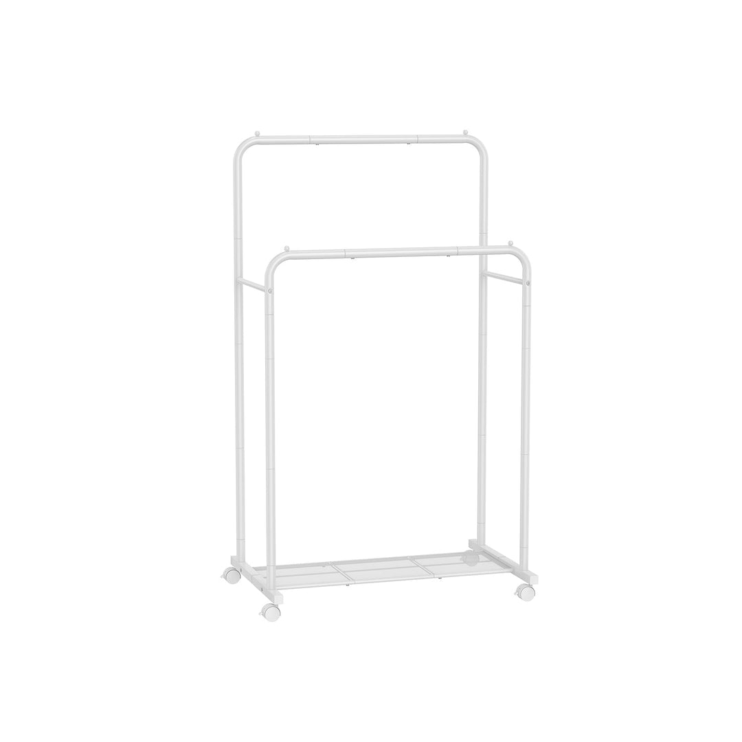 Rolling Garment Rack | Hanging Rail With Mesh Bottom Shelf