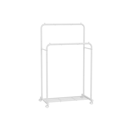 Rolling Garment Rack | Hanging Rail With Mesh Bottom Shelf