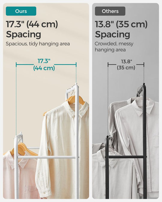 Rolling Garment Rack | Hanging Rail With Mesh Bottom Shelf