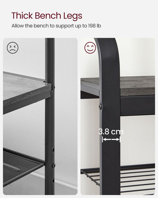 Industrial Hall Tree With Bench | Coat Hooks And Shoe Storage