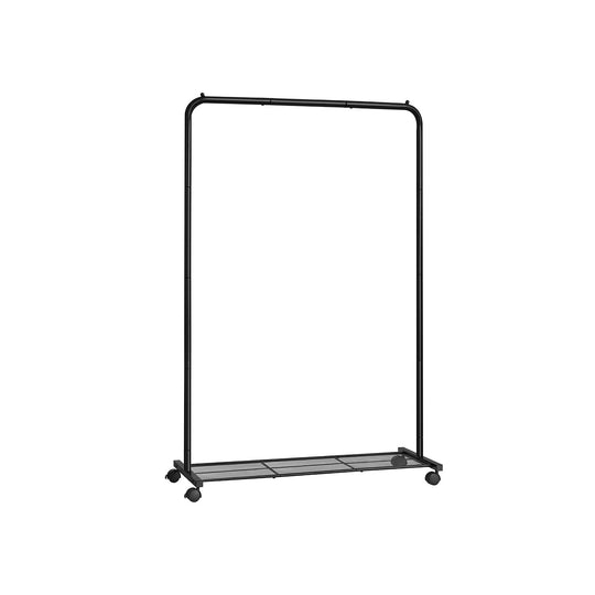 Rolling Garment Rack | Hanging Rail With Mesh Bottom Shelf