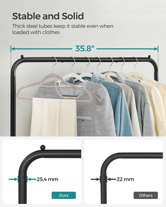 Rolling Garment Rack | Hanging Rail With Mesh Bottom Shelf