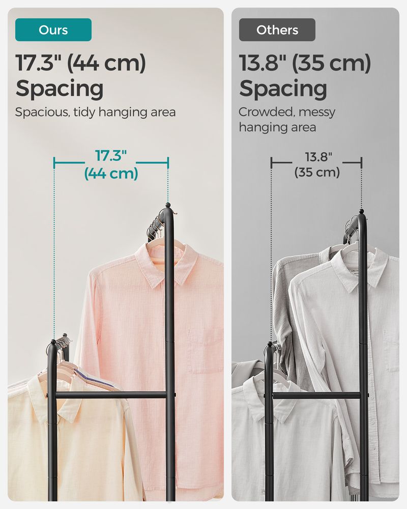 Rolling Garment Rack | Hanging Rail With Mesh Bottom Shelf