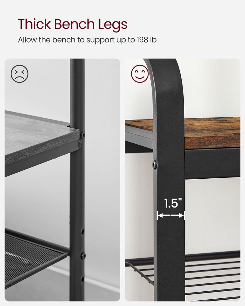 Industrial Hall Tree With Bench | Coat Hooks And Shoe Storage