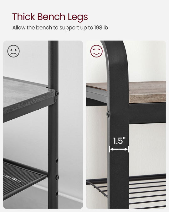 Industrial Hall Tree With Bench | Coat Hooks And Shoe Storage