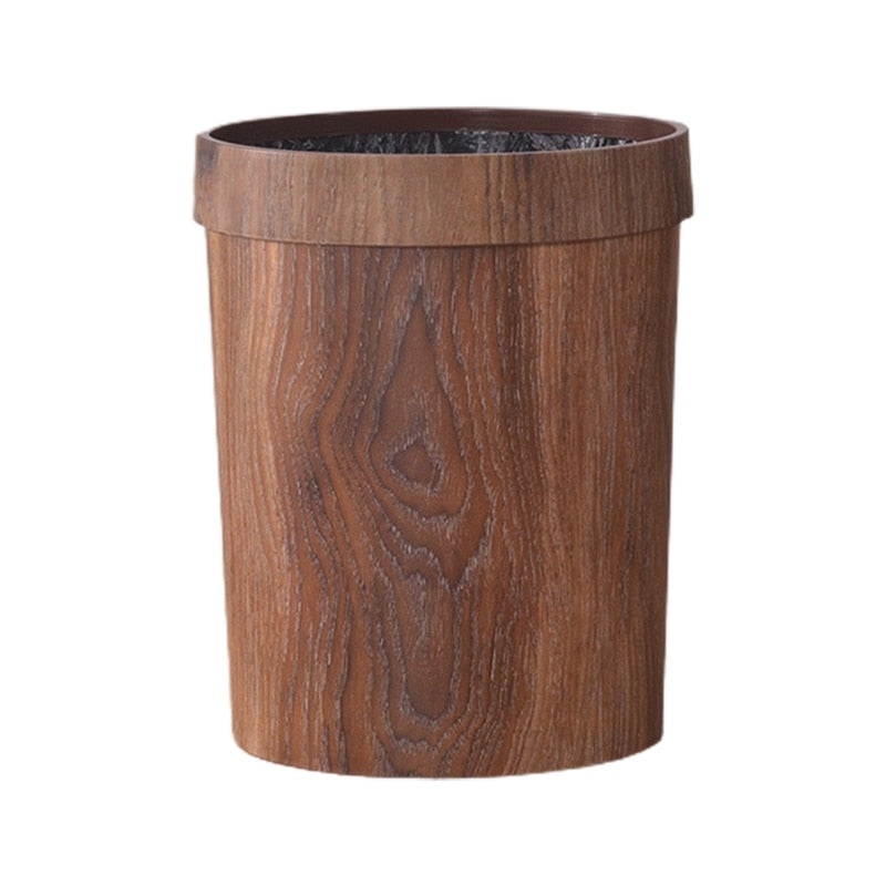 Wood Grain Waste Bin | Ring-Lock Liner Trash Can