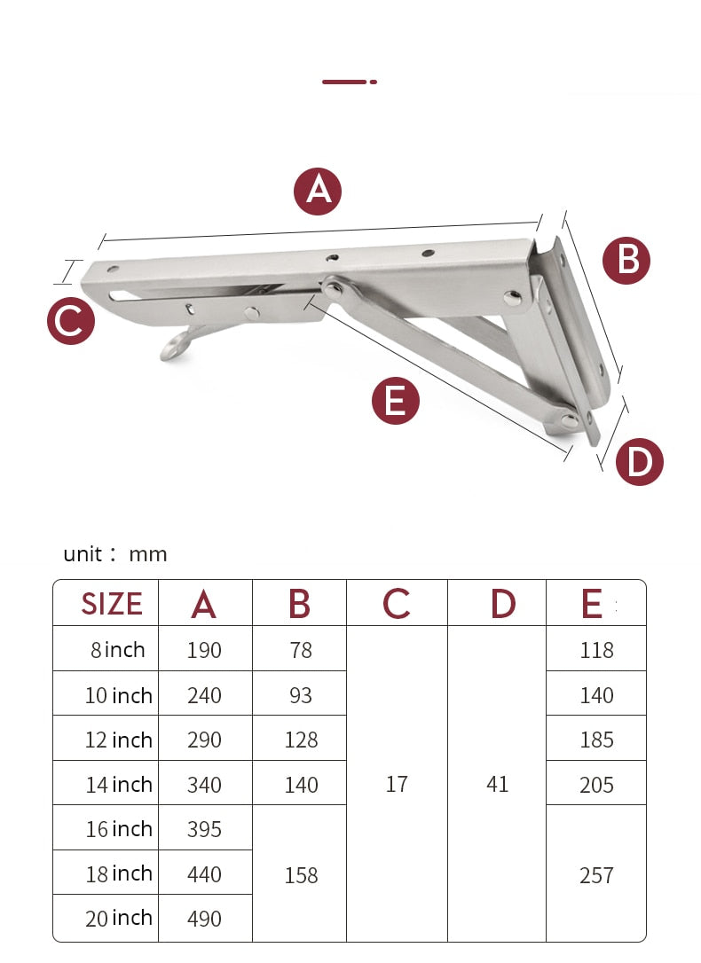 Folding Shelf Brackets | Space-Saving Wall Mount Set