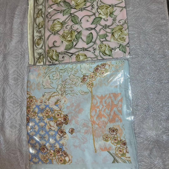 Floral Print Square Scarf | Satin Silk Neck Wrap