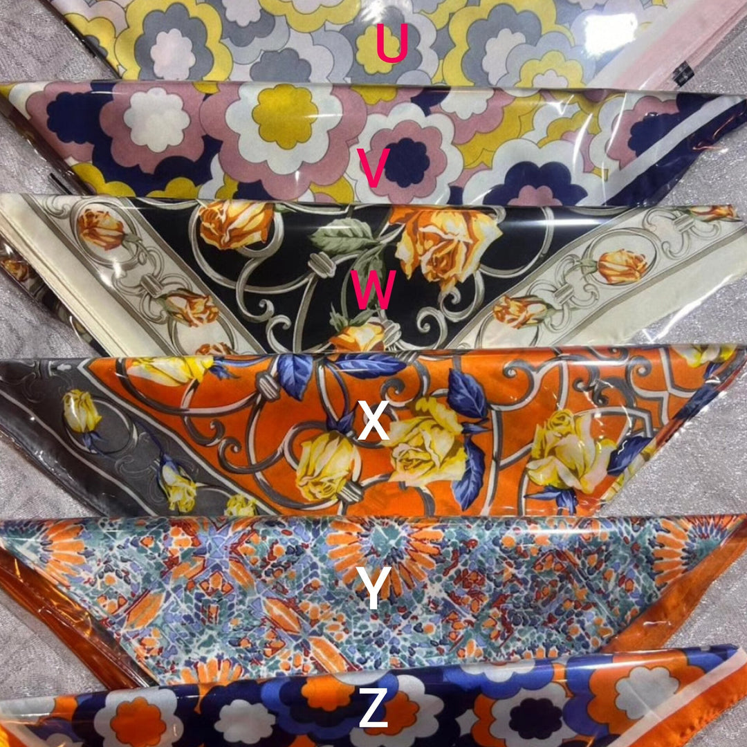 Floral Print Square Scarf | Satin Silk Neck Wrap