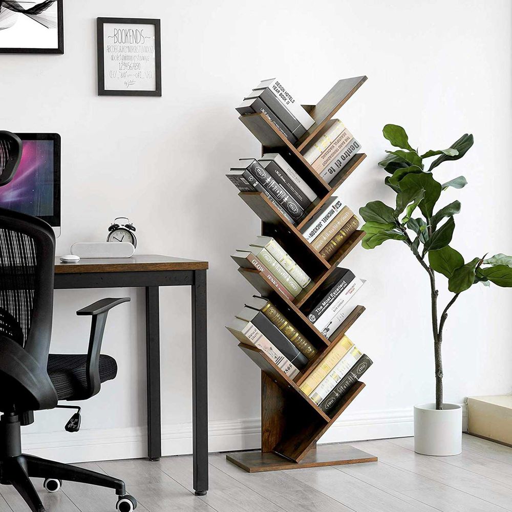 Tree Bookshelf | 9-Tier Space-Saving Corner Bookcase