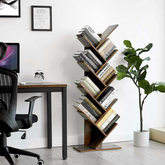 Tree Bookshelf | 9-Tier Space-Saving Corner Bookcase