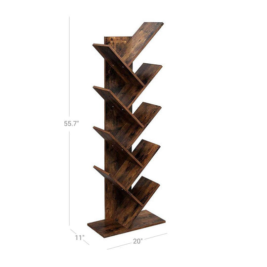 Tree Bookshelf | 9-Tier Space-Saving Corner Bookcase