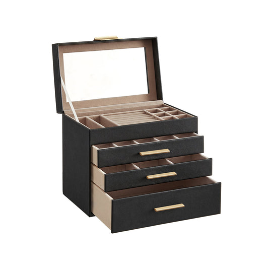 4-Layer Jewelry Box | Glass Lid Storage Organizer