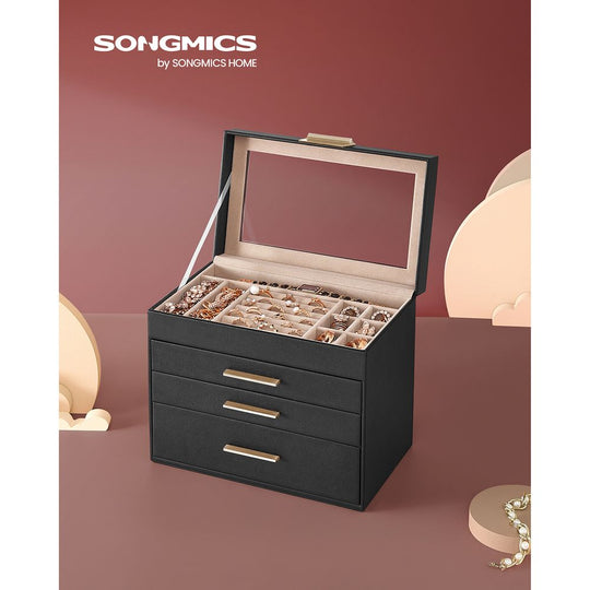 4-Layer Jewelry Box | Glass Lid Storage Organizer