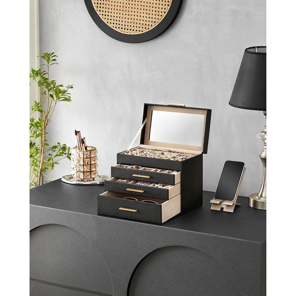 4-Layer Jewelry Box | Glass Lid Storage Organizer