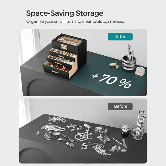 4-Layer Jewelry Box | Glass Lid Storage Organizer