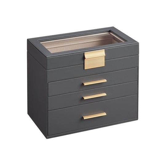 4-Layer Jewelry Box | Glass Lid Storage Organizer
