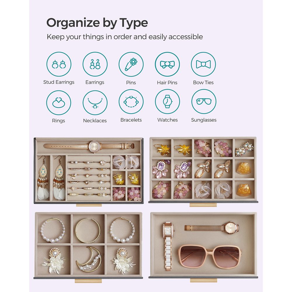 4-Layer Jewelry Box | Glass Lid Storage Organizer