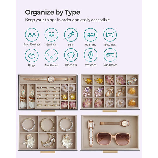 4-Layer Jewelry Box | Glass Lid Storage Organizer