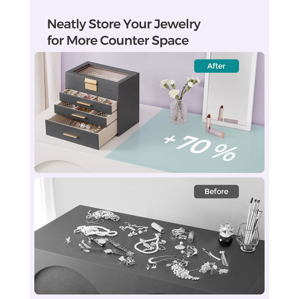 4-Layer Jewelry Box | Glass Lid Storage Organizer