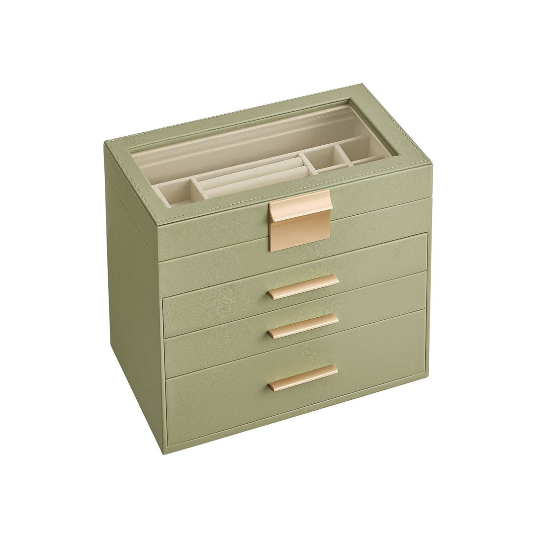 4-Layer Jewelry Box | Glass Lid Storage Organizer