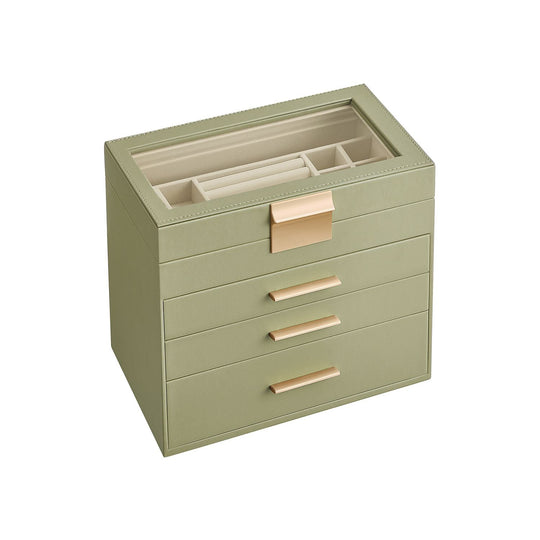 4-Layer Jewelry Box | Glass Lid Storage Organizer