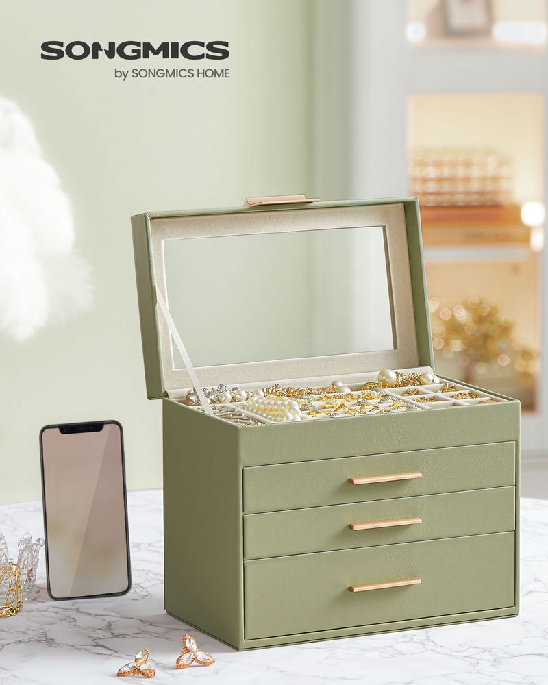 4-Layer Jewelry Box | Glass Lid Storage Organizer