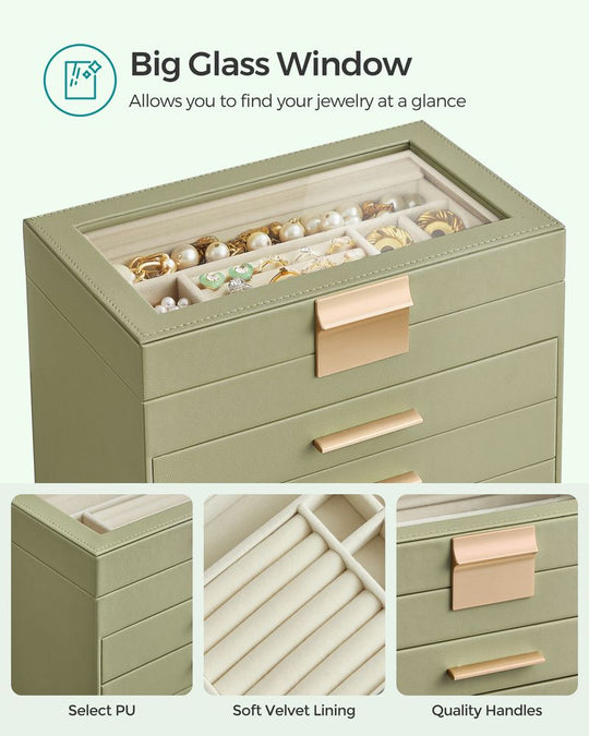 4-Layer Jewelry Box | Glass Lid Storage Organizer
