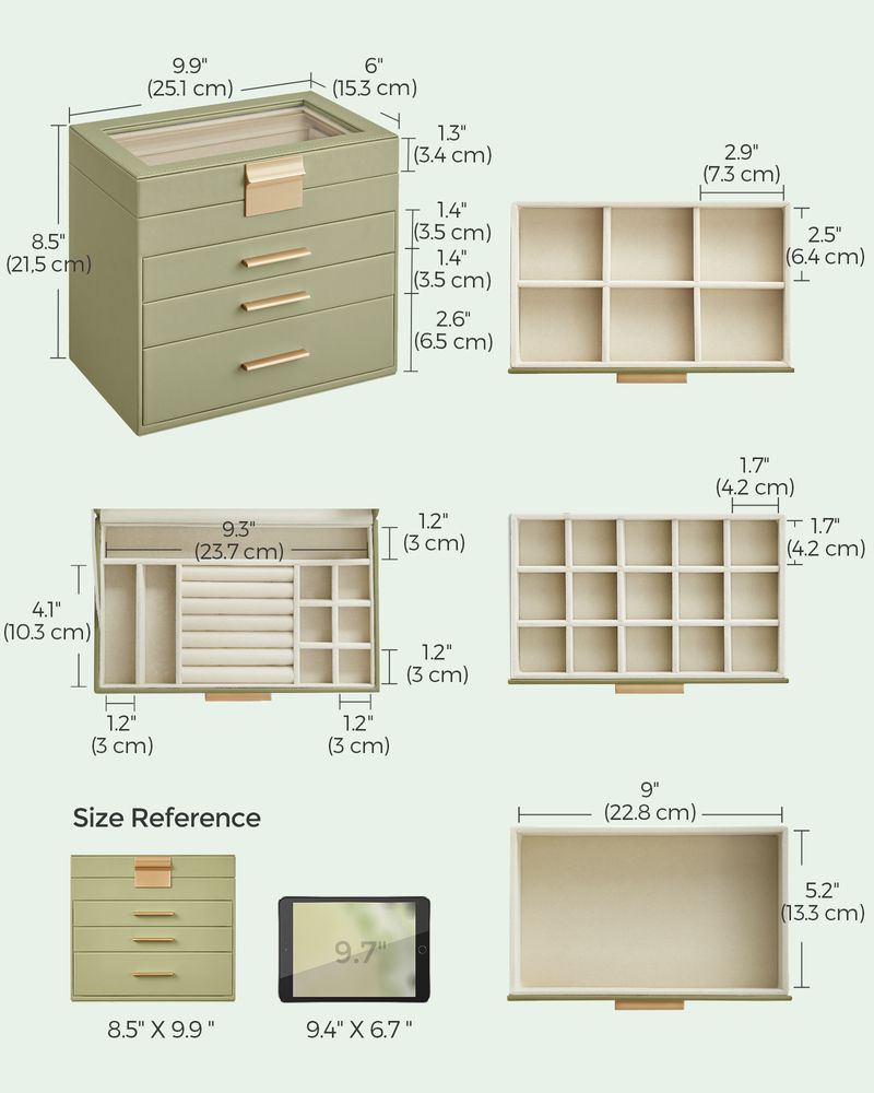 4-Layer Jewelry Box | Glass Lid Storage Organizer