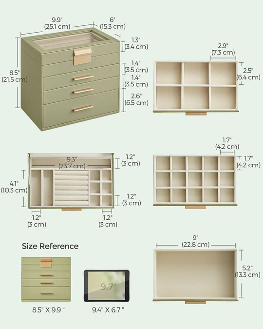4-Layer Jewelry Box | Glass Lid Storage Organizer