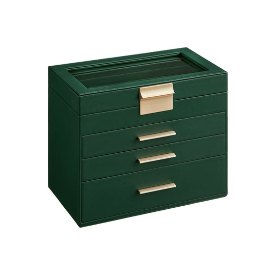 4-Layer Jewelry Box | Glass Lid Storage Organizer