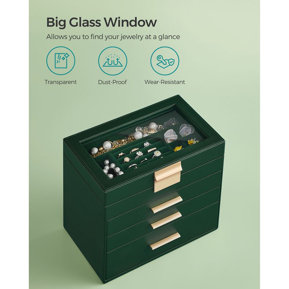 4-Layer Jewelry Box | Glass Lid Storage Organizer