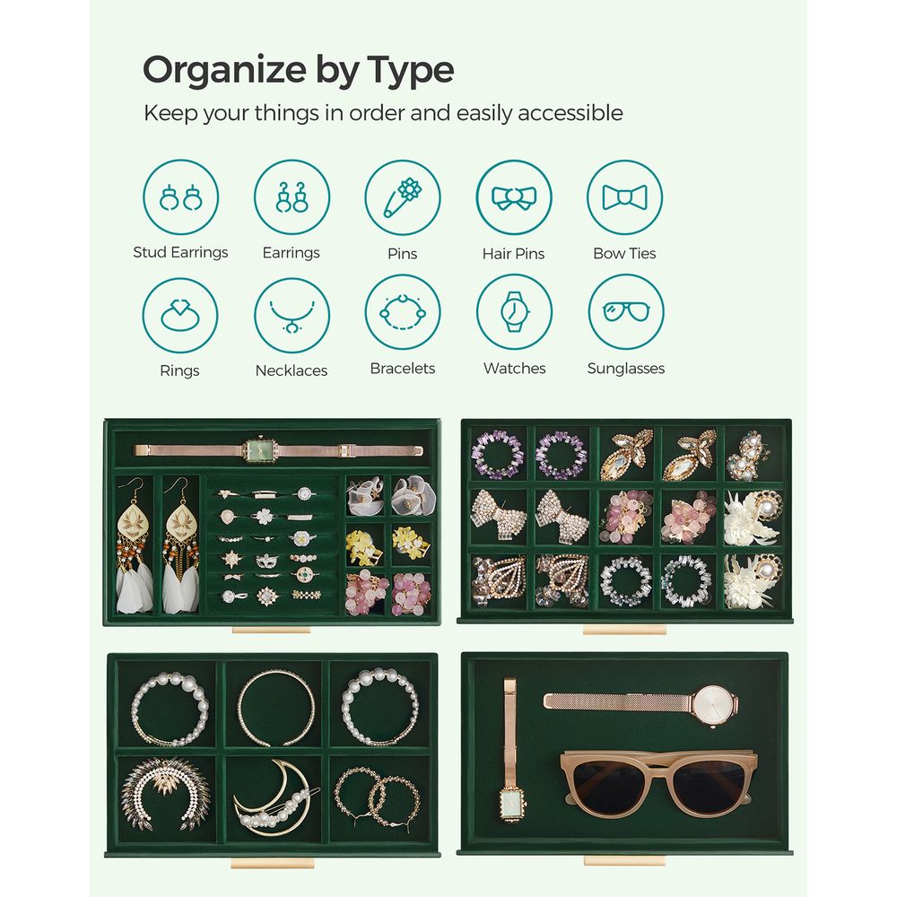 4-Layer Jewelry Box | Glass Lid Storage Organizer