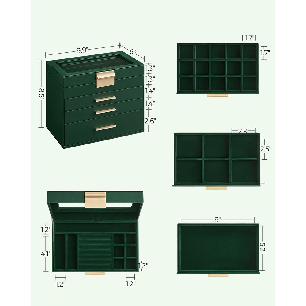 4-Layer Jewelry Box | Glass Lid Storage Organizer