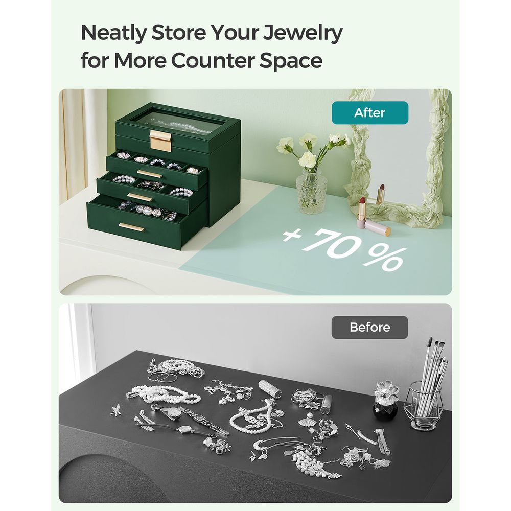 4-Layer Jewelry Box | Glass Lid Storage Organizer