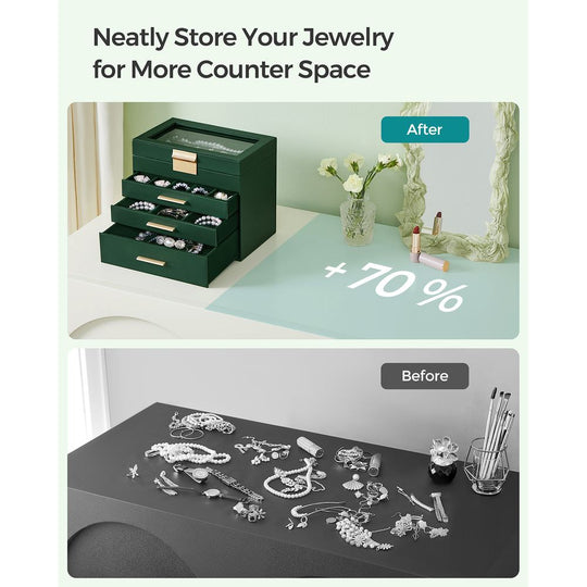 4-Layer Jewelry Box | Glass Lid Storage Organizer