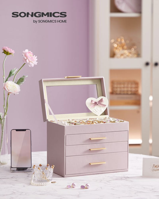 4-Layer Jewelry Box | Glass Lid Storage Organizer