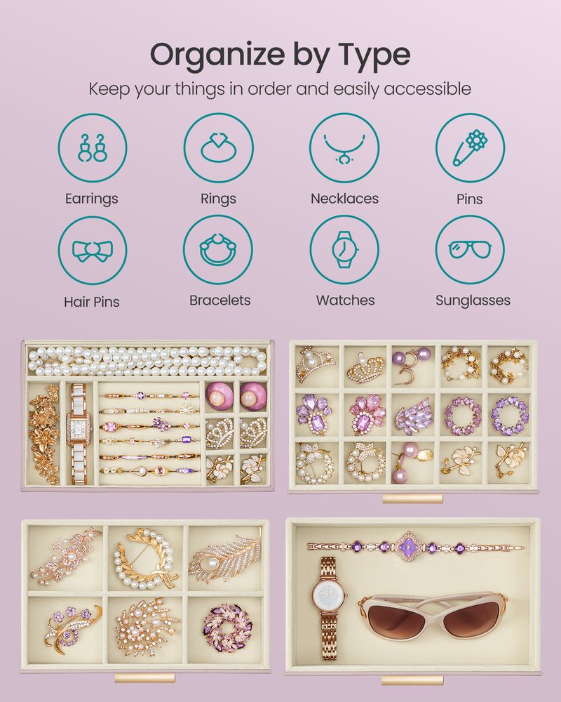 4-Layer Jewelry Box | Glass Lid Storage Organizer