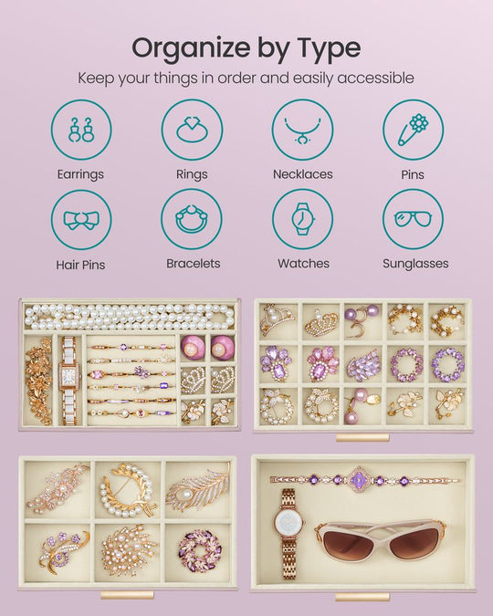 4-Layer Jewelry Box | Glass Lid Storage Organizer