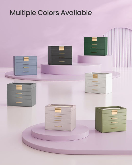 4-Layer Jewelry Box | Glass Lid Storage Organizer