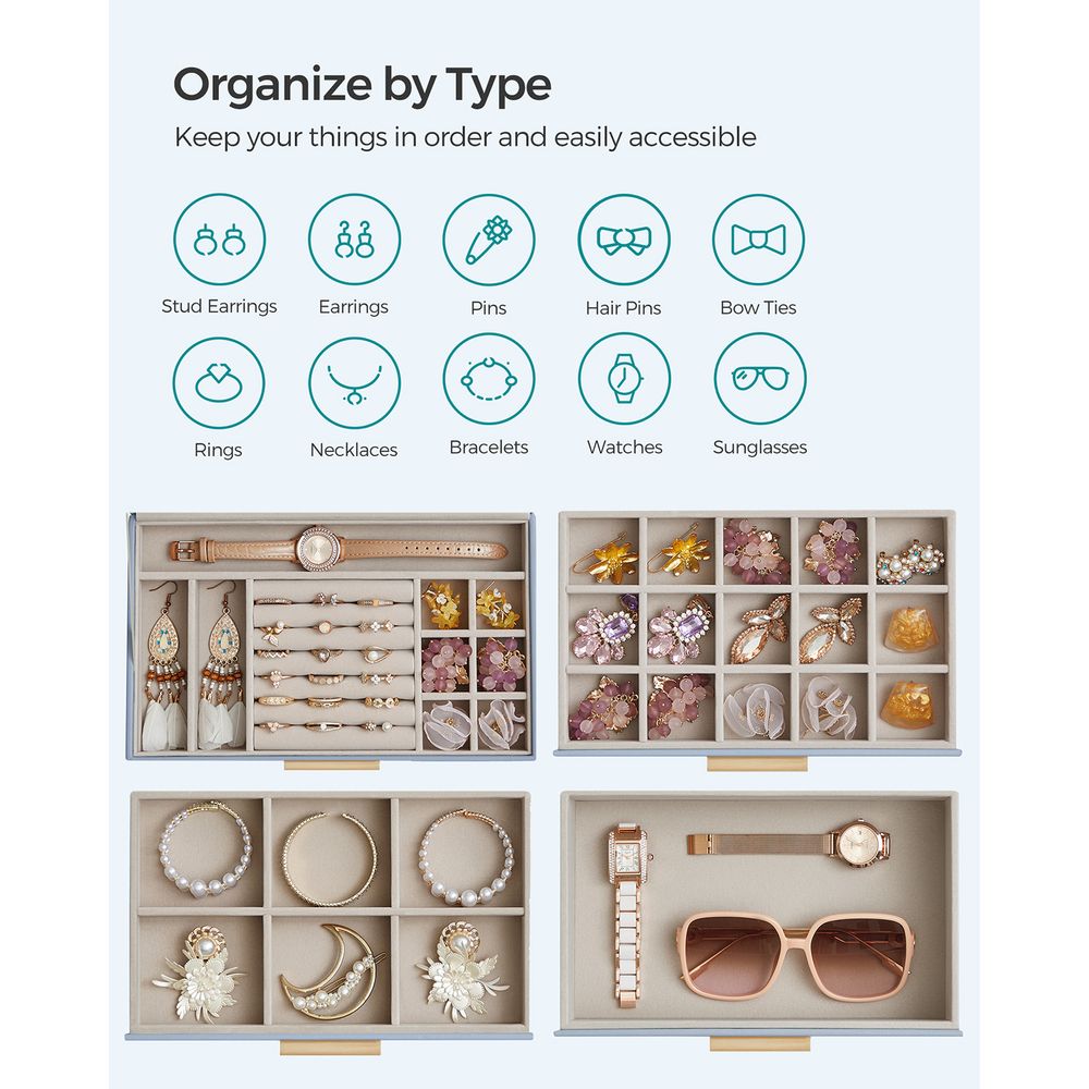 4-Layer Jewelry Box | Glass Lid Storage Organizer