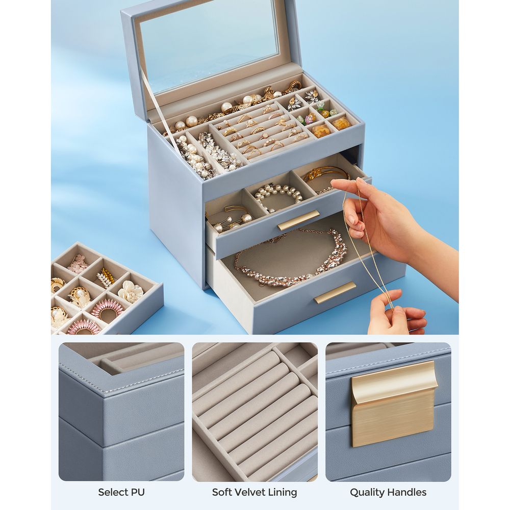 4-Layer Jewelry Box | Glass Lid Storage Organizer