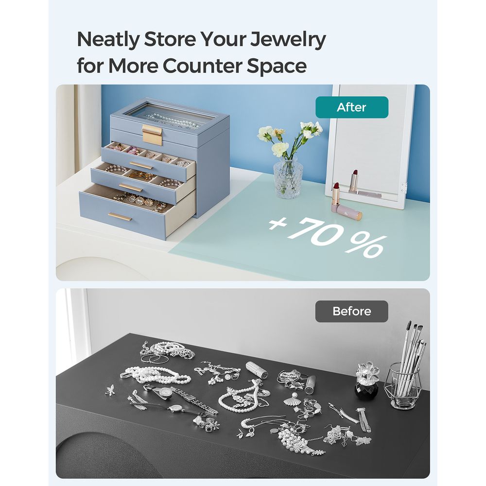 4-Layer Jewelry Box | Glass Lid Storage Organizer
