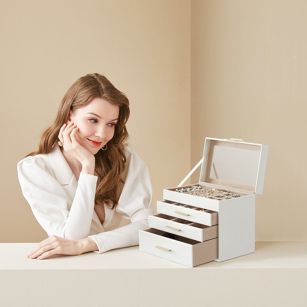 4-Layer Jewelry Box | Glass Lid Storage Organizer